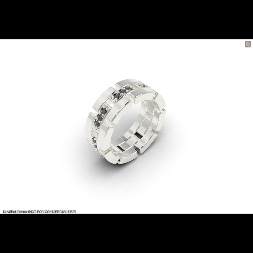 Men's Solid Silver Block Eternity Ring Stackable Cubic Zirconia - Picture 3 of 8